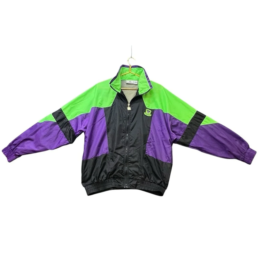 Vintage Givenchy Active Sports Windbreaker Jacket L Colorblock 90s Neon Nylon